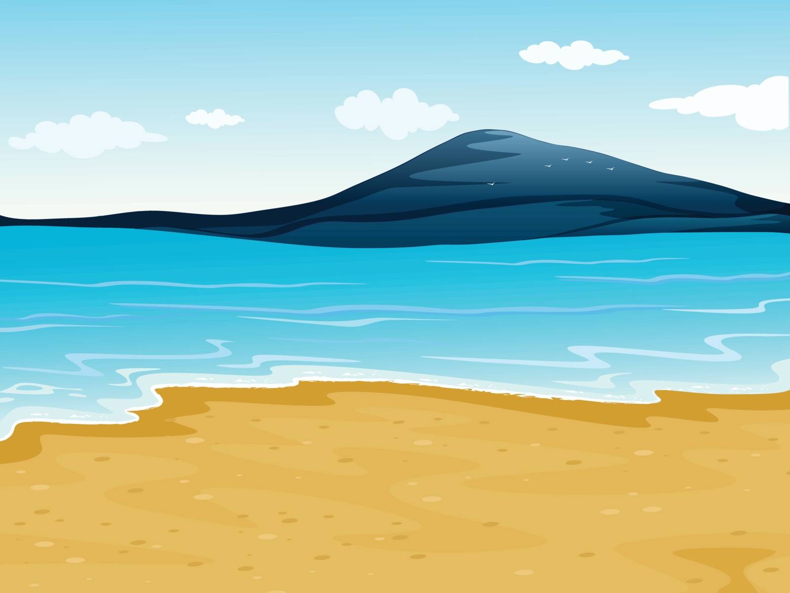 Illustration of a sea shore in a beautiful nature