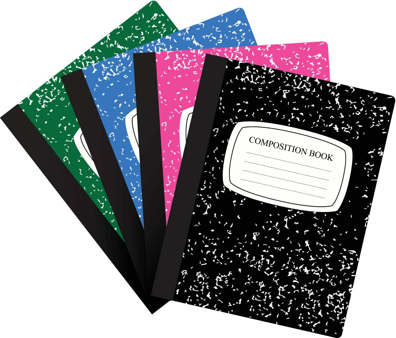 Set of traditional workbooks to study and work in dense cover. Vector illustration.