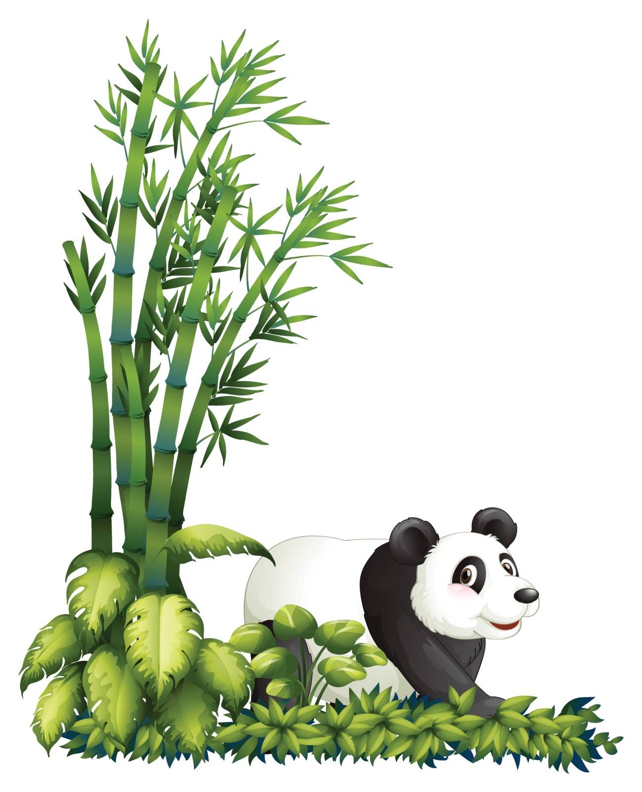 Illustration of a panda hiding on a white background