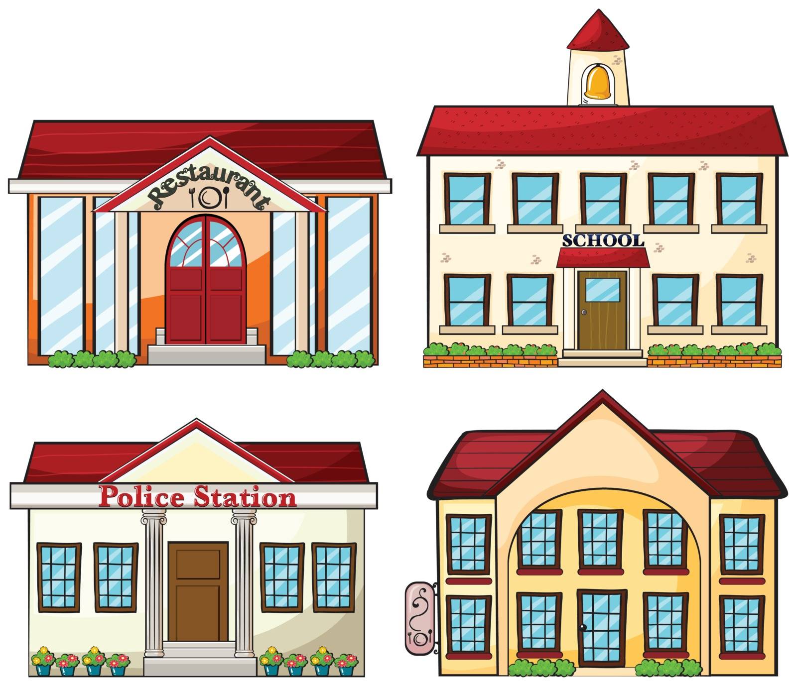 Illustration of the useful buildings on a white background