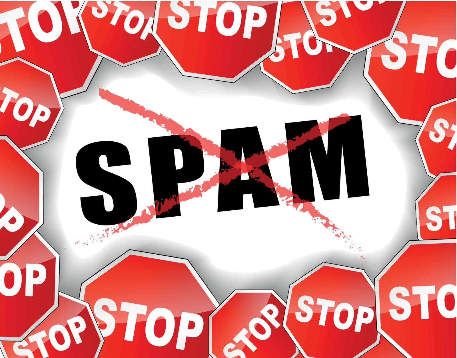Vector illustration of stop spam concept background