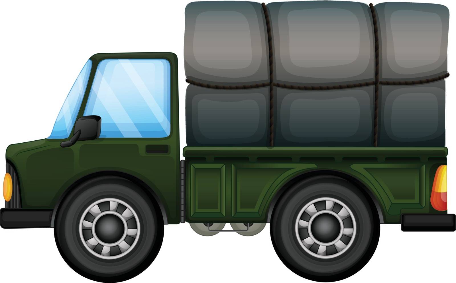 Illustration of a truck carrying a foam on a white background