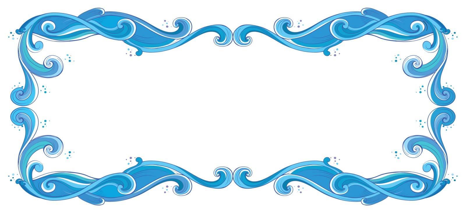 Illustration of a blue unique border on a white background