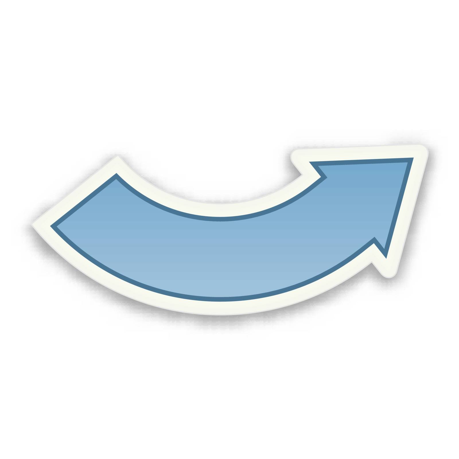 the blank glossy blue curve arrow