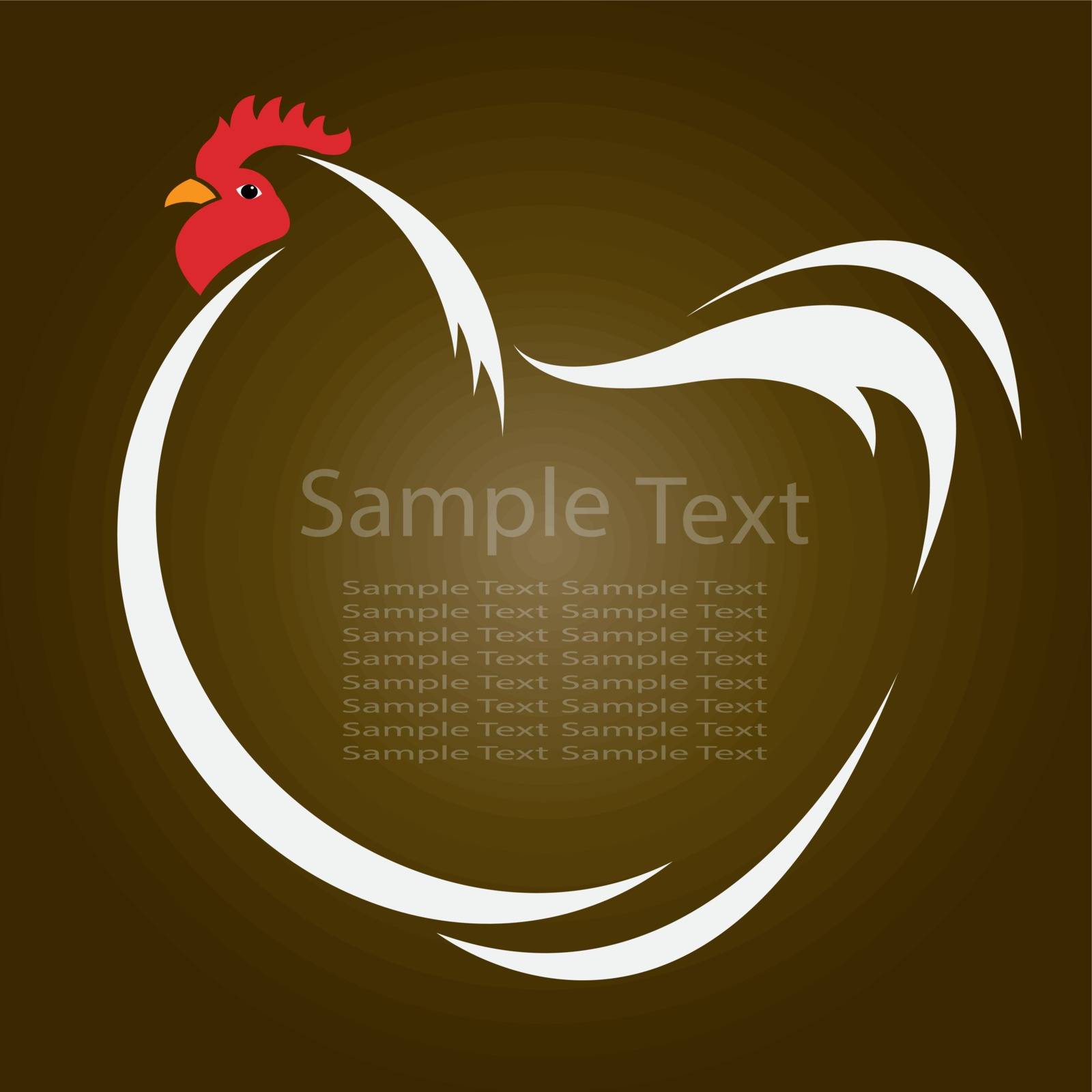 Vector image of an hen on brown background