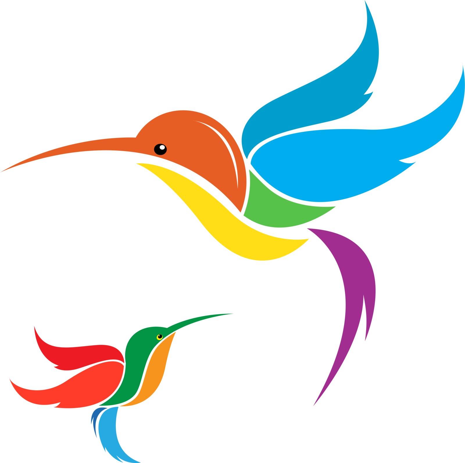 Vector image of an hummingbird on white background