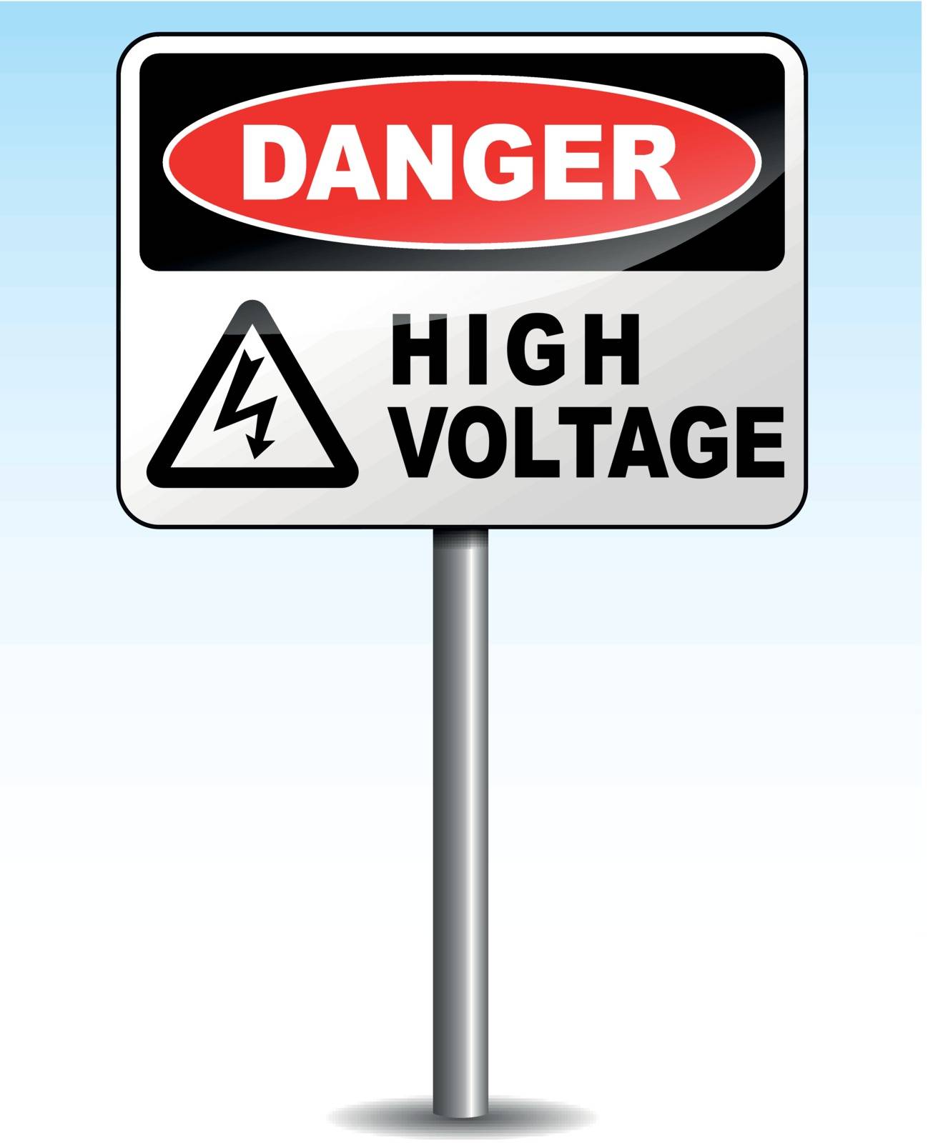 Vector illustration of high voltage sign on sky background