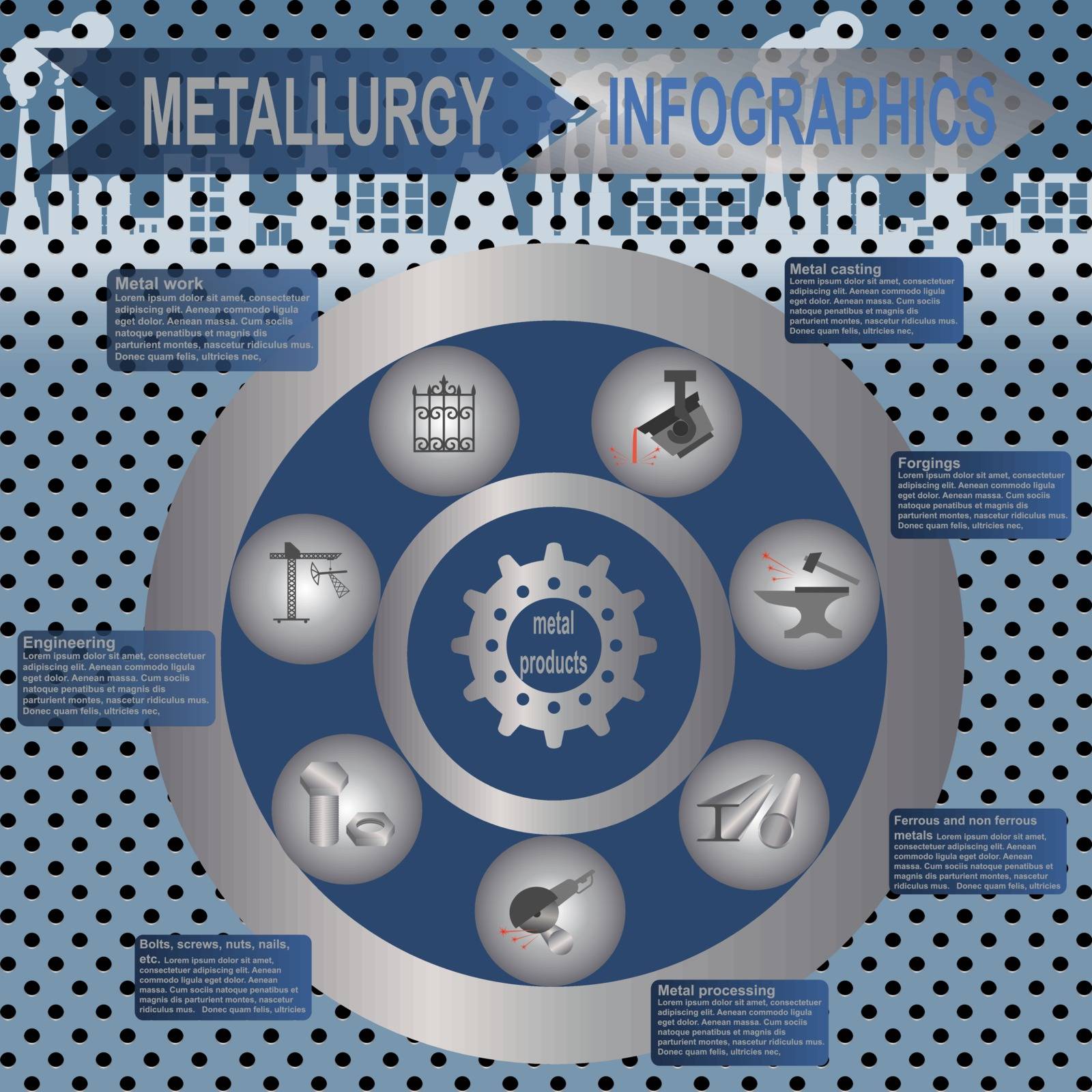 Metallurgical industry info graphics. Vector illustration
