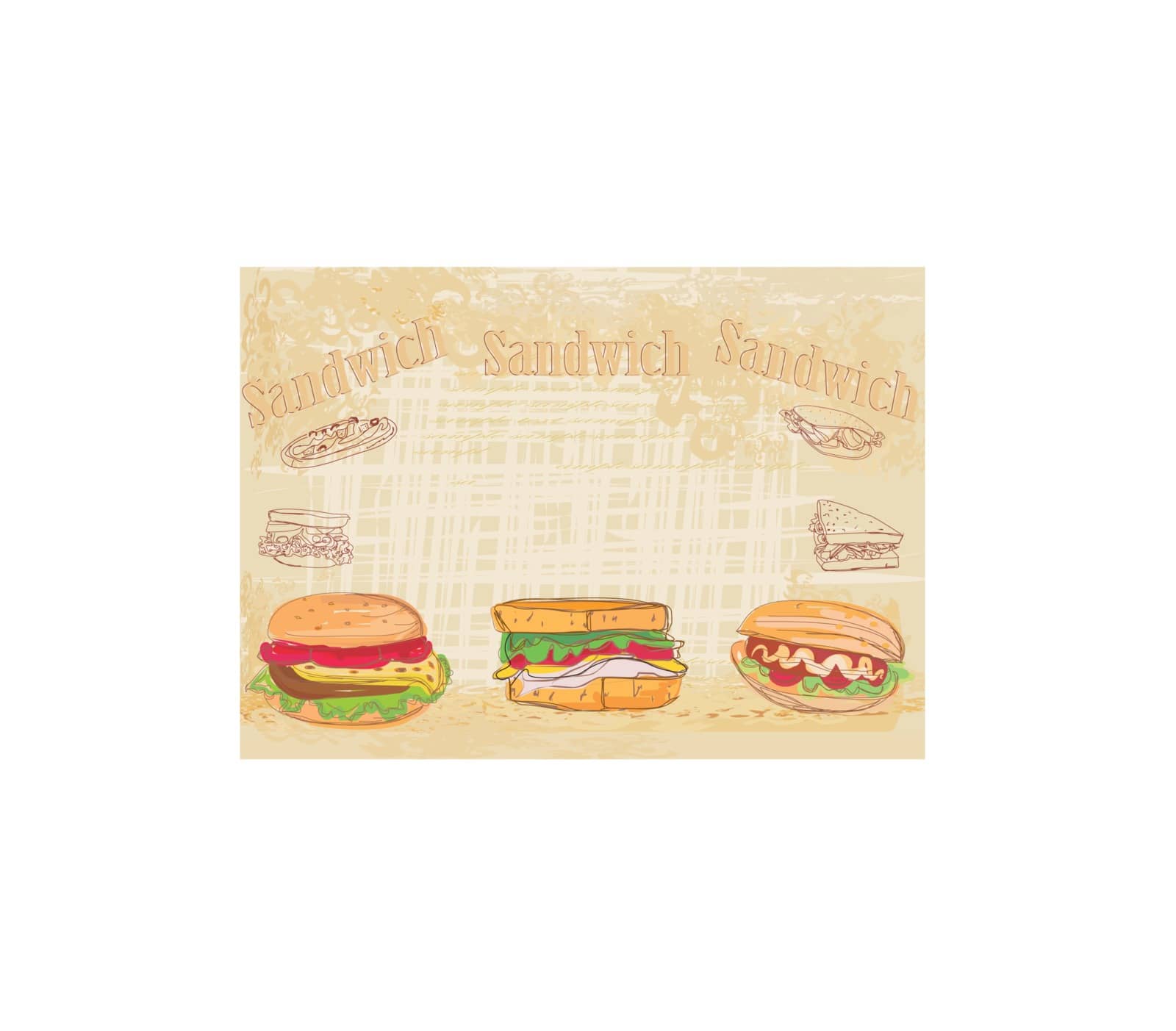 Horizontal grunge background with sandwich by JackyBrown