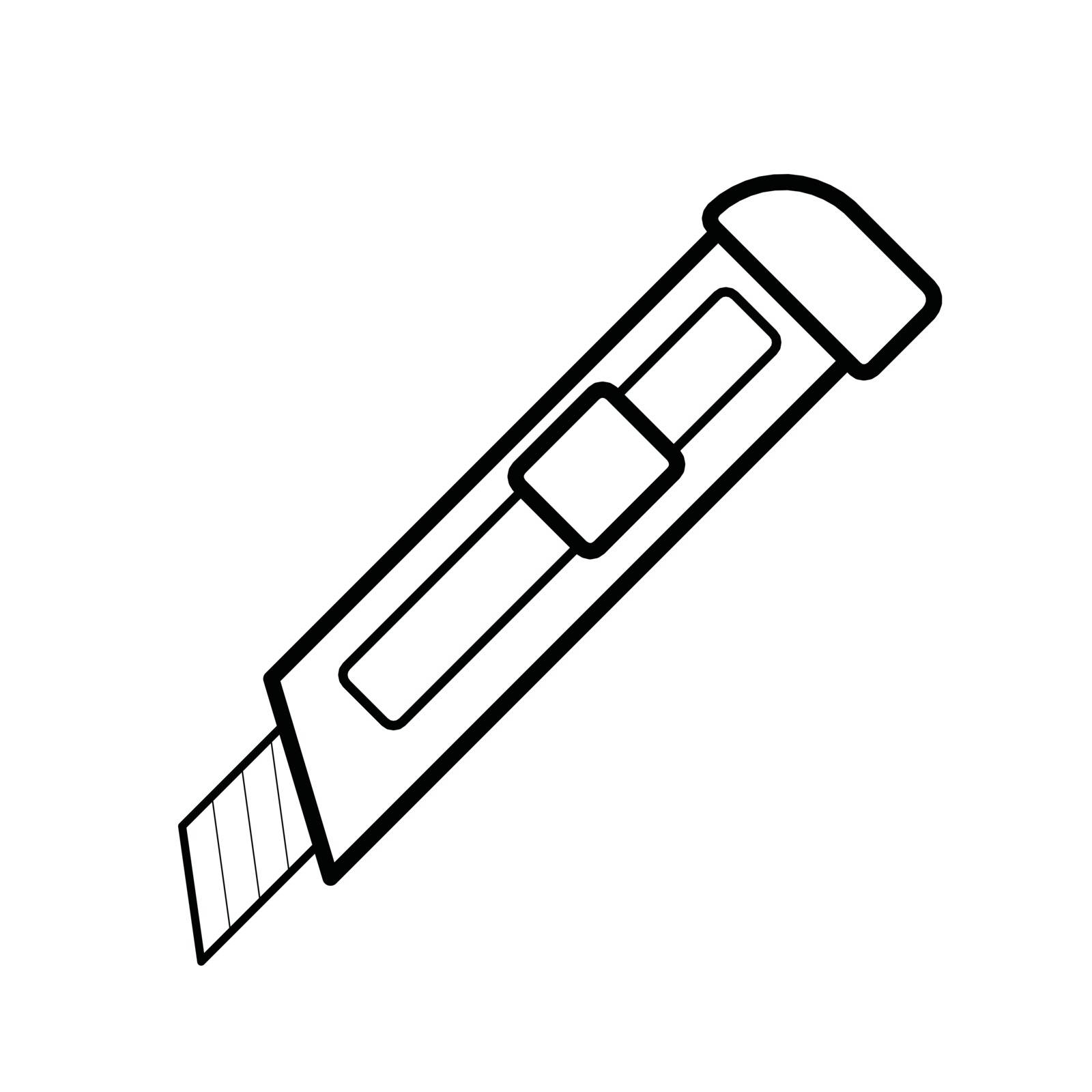 cutter knife outline vector by attaphong