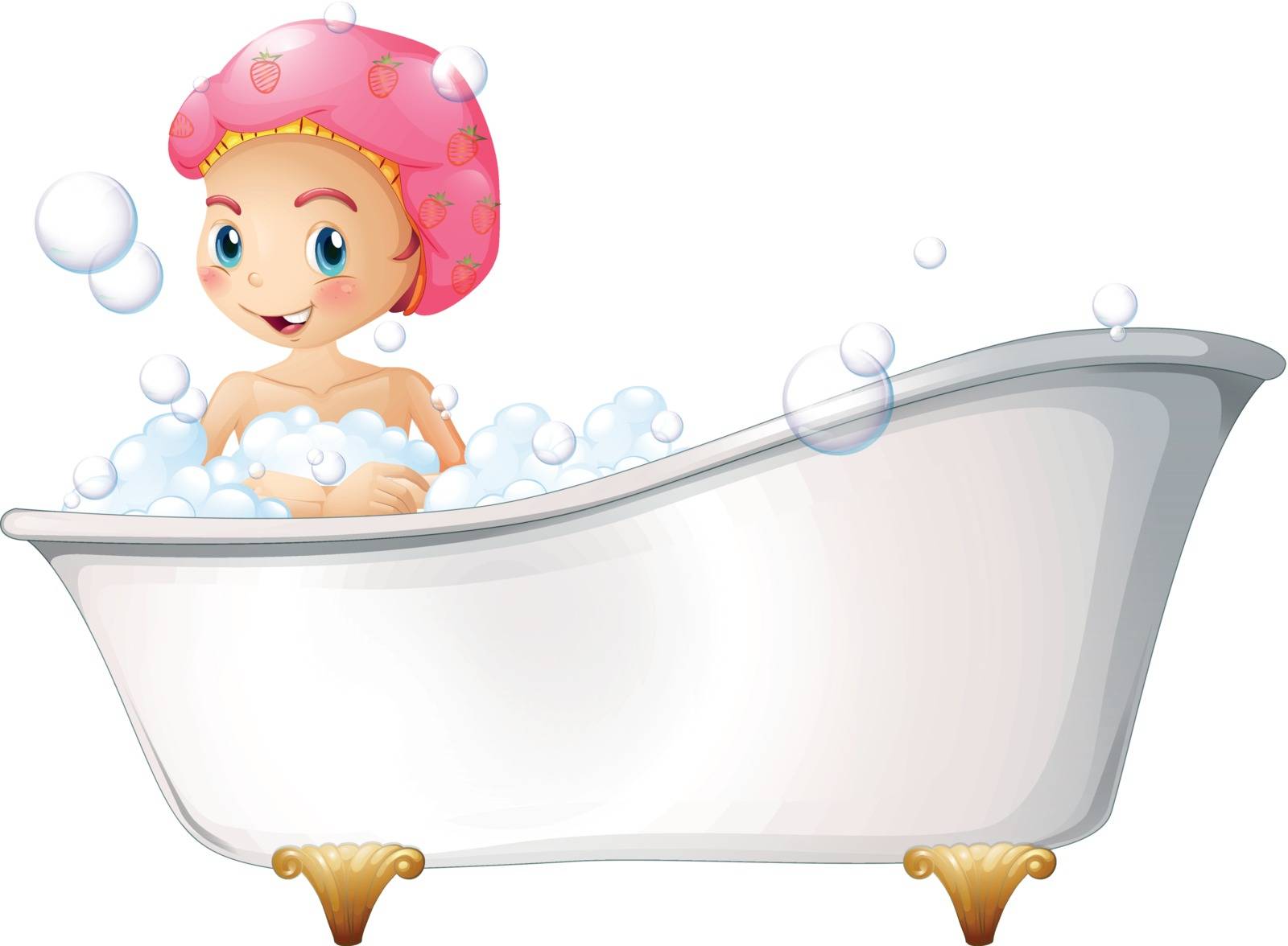 A young girl taking a bath by iimages