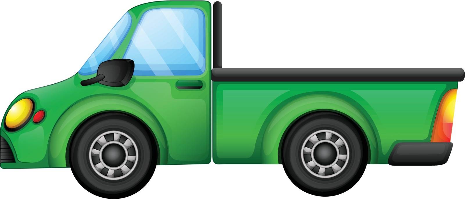 Illustration of a green truck on a white background