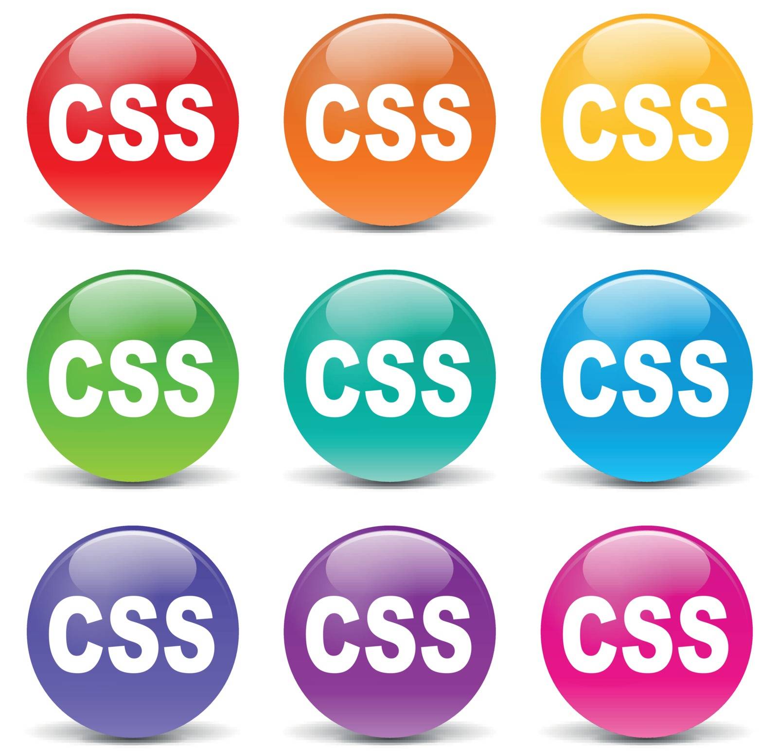 Vector illustration of css icons on whie background