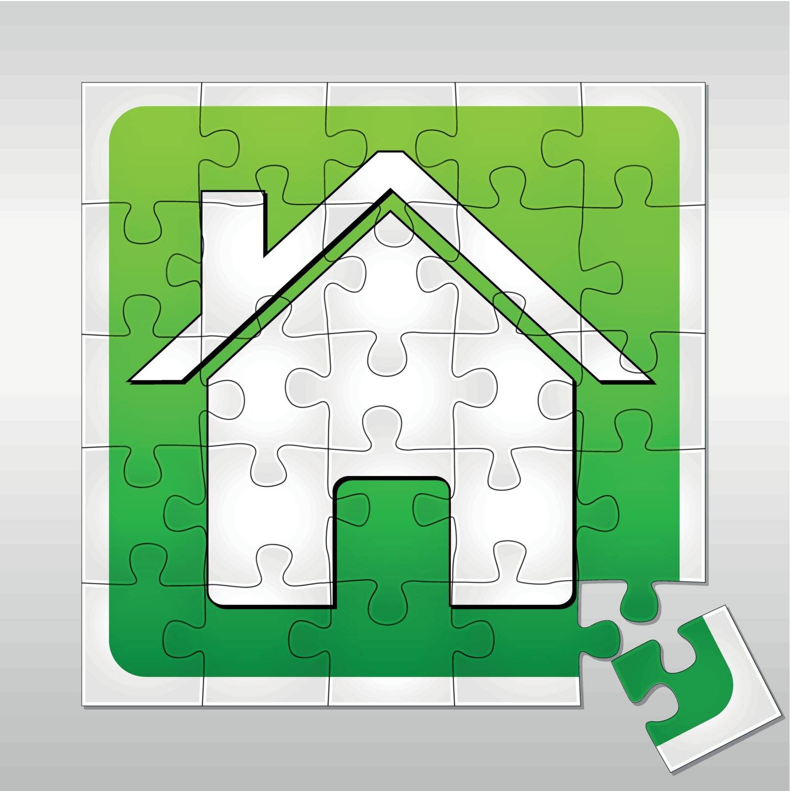 Vector illustration of green house concept on a puzzle