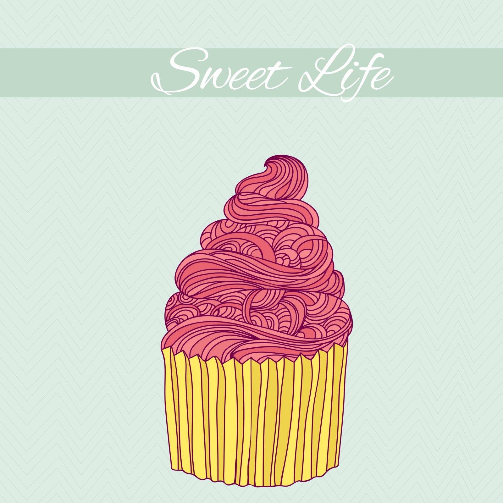 Sweet card with cupcake made in vector