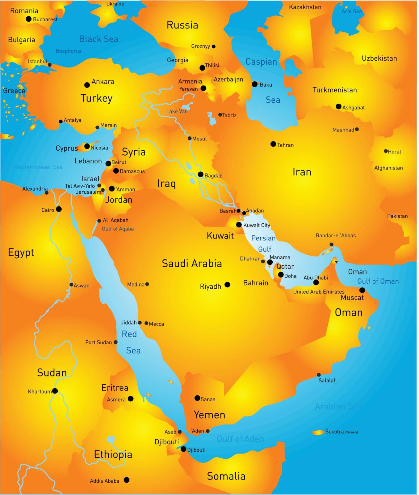 vector color map of Middle East country