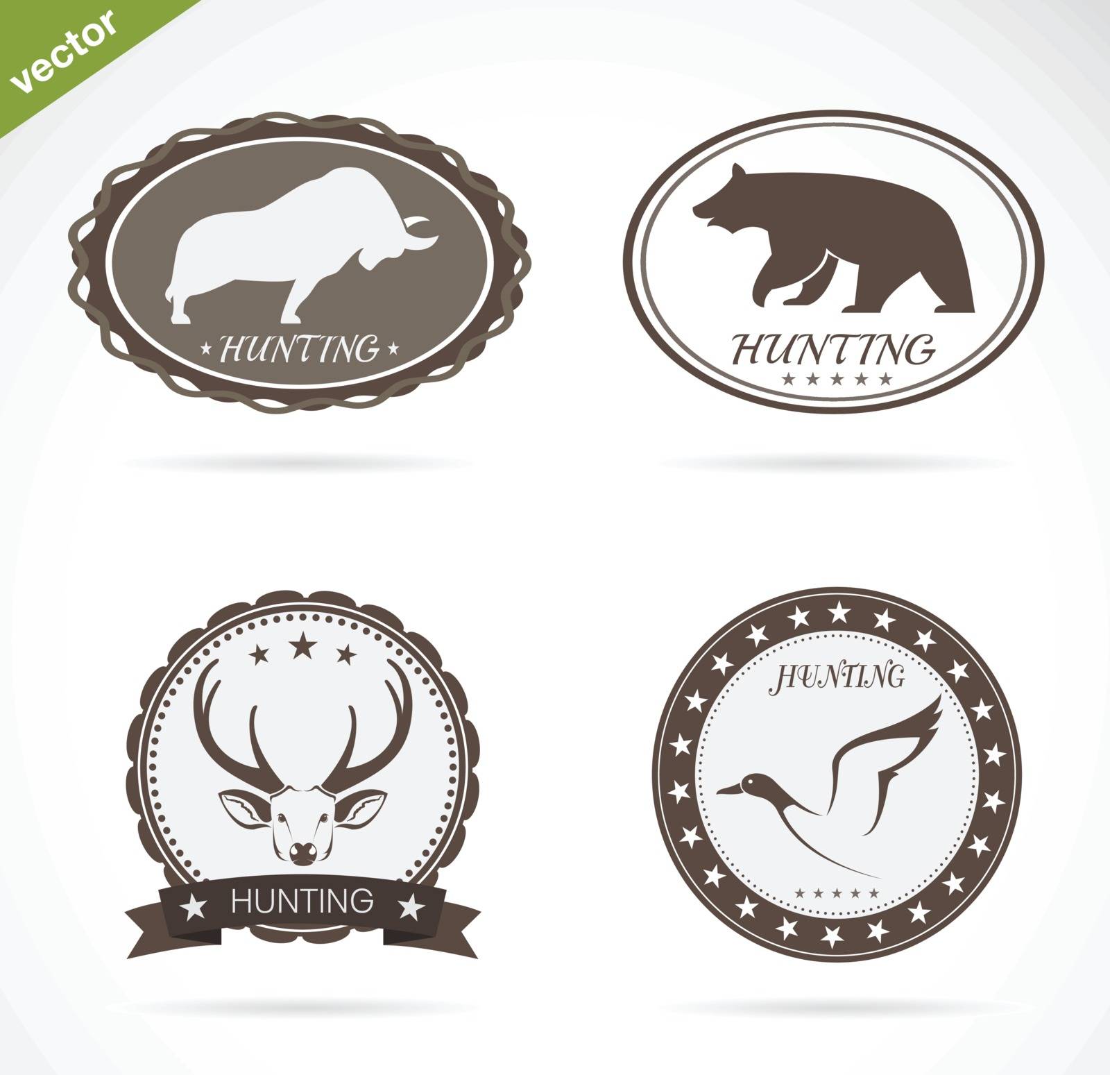 Hunting labels set on a white background