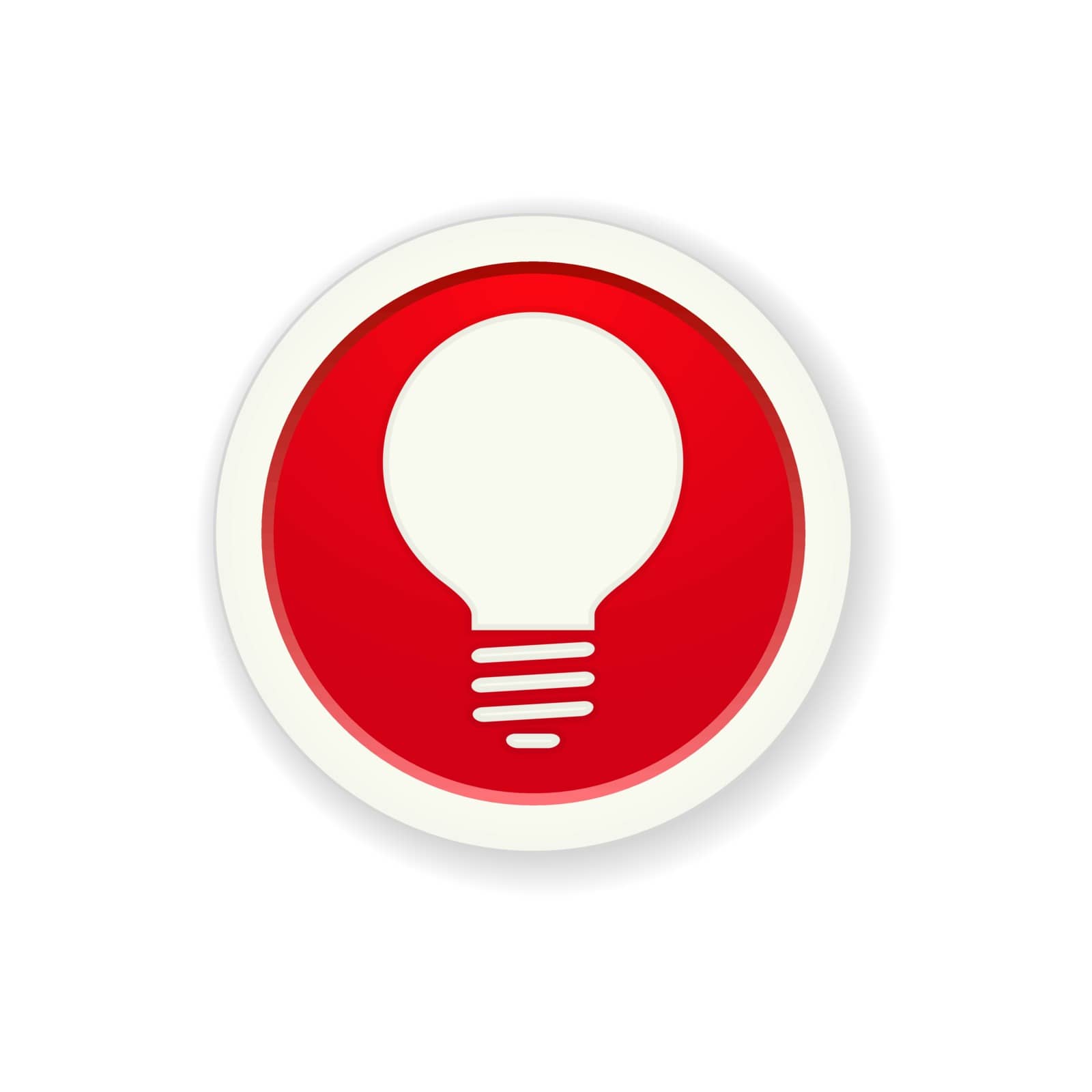 the red glossy circle button with bulb pictogram by madtom