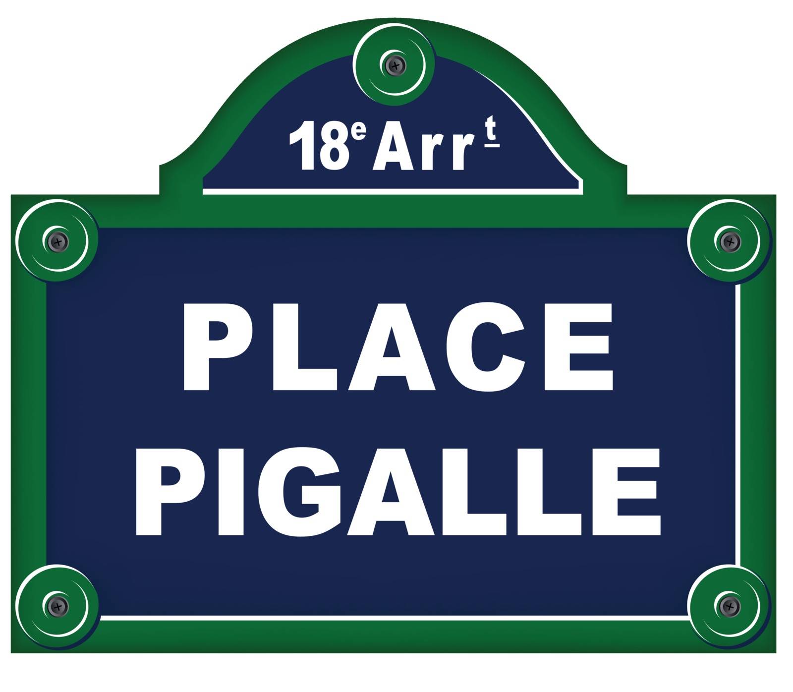 vector illustration of place pigalle sign on white background