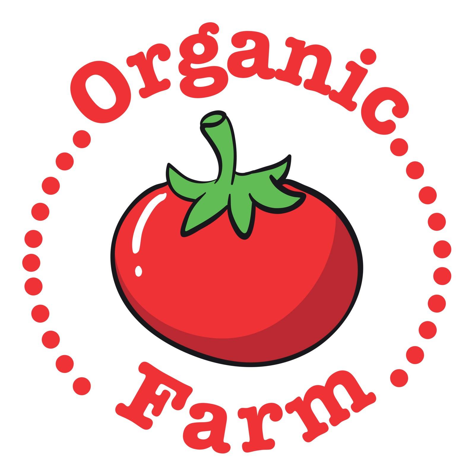 Illustration of an organic farm on a white background