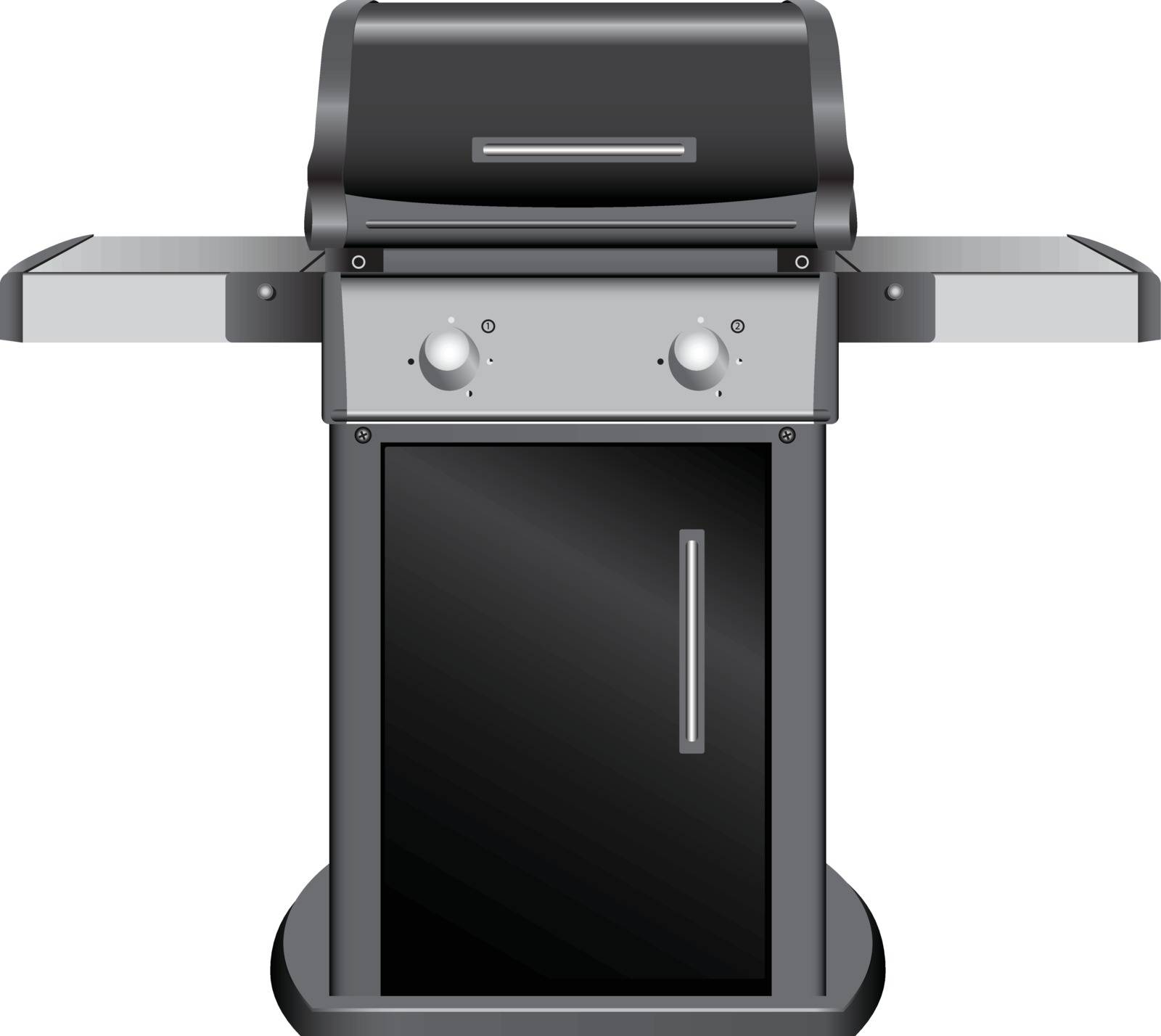 Stationary grill with shelves for inventory. Vector illustration.