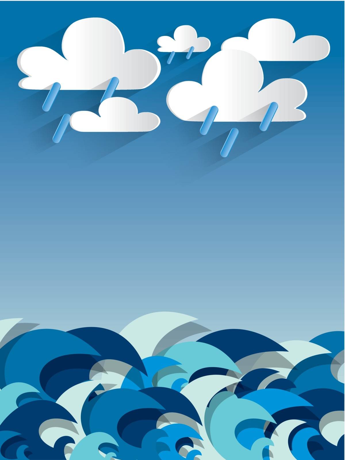 Ocean Background During A Rainy Day vector illustration