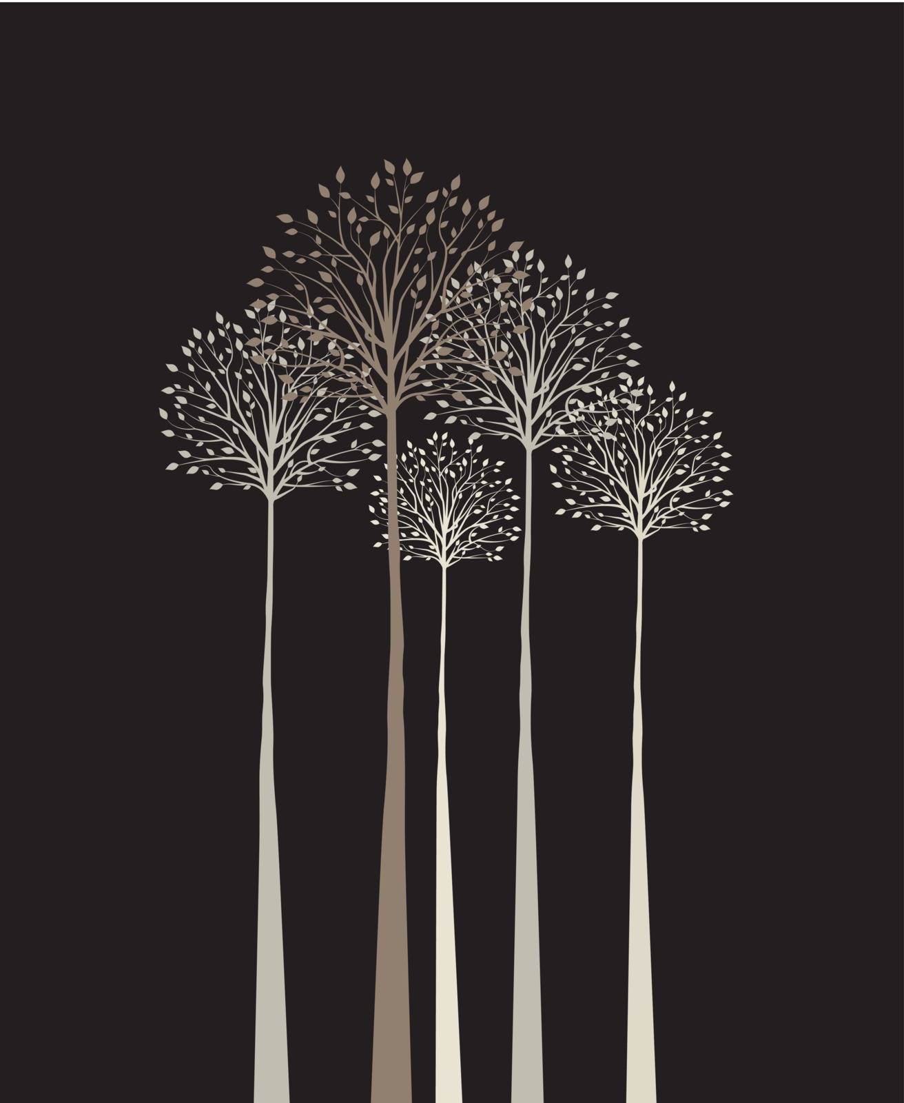 Group of trees on a dark background