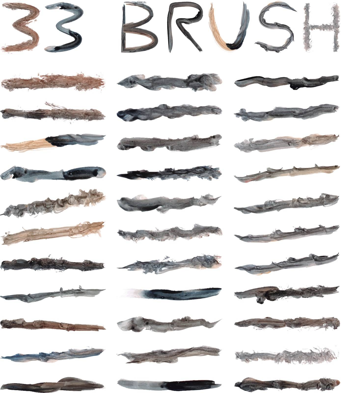 set 33 dirty brushes Color
