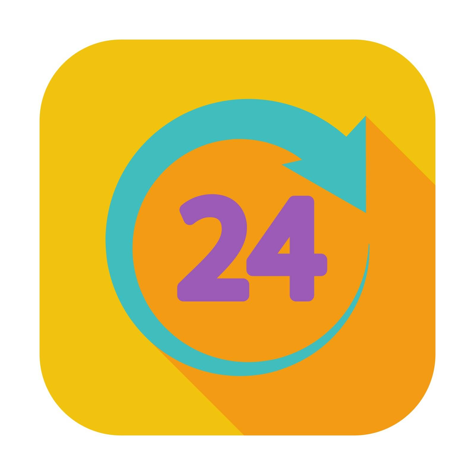 24 hours. Single flat color icon. Vector illustration.