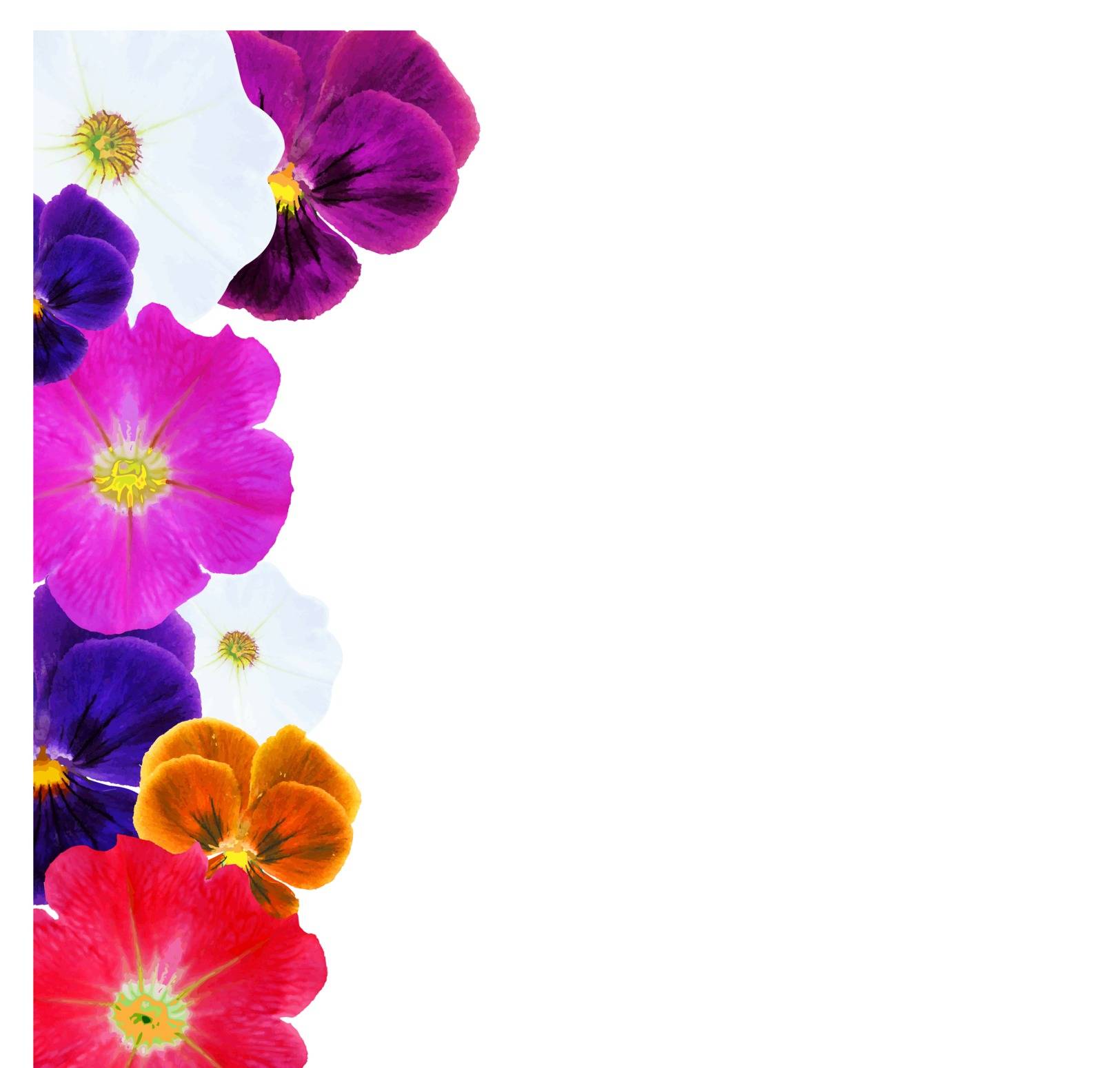 Flower Border, With Gradient Mesh, Isolated On White Background, Vector Illustration
