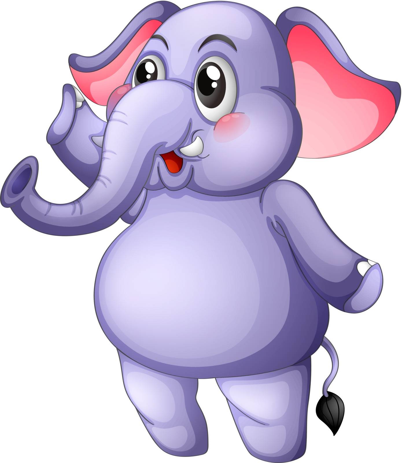 Illustration of a young gray elephant on a white background