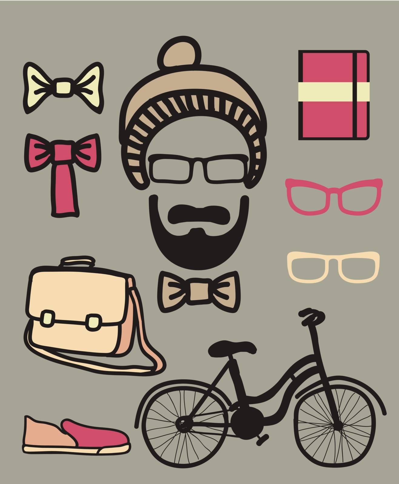 Vector set of hipster