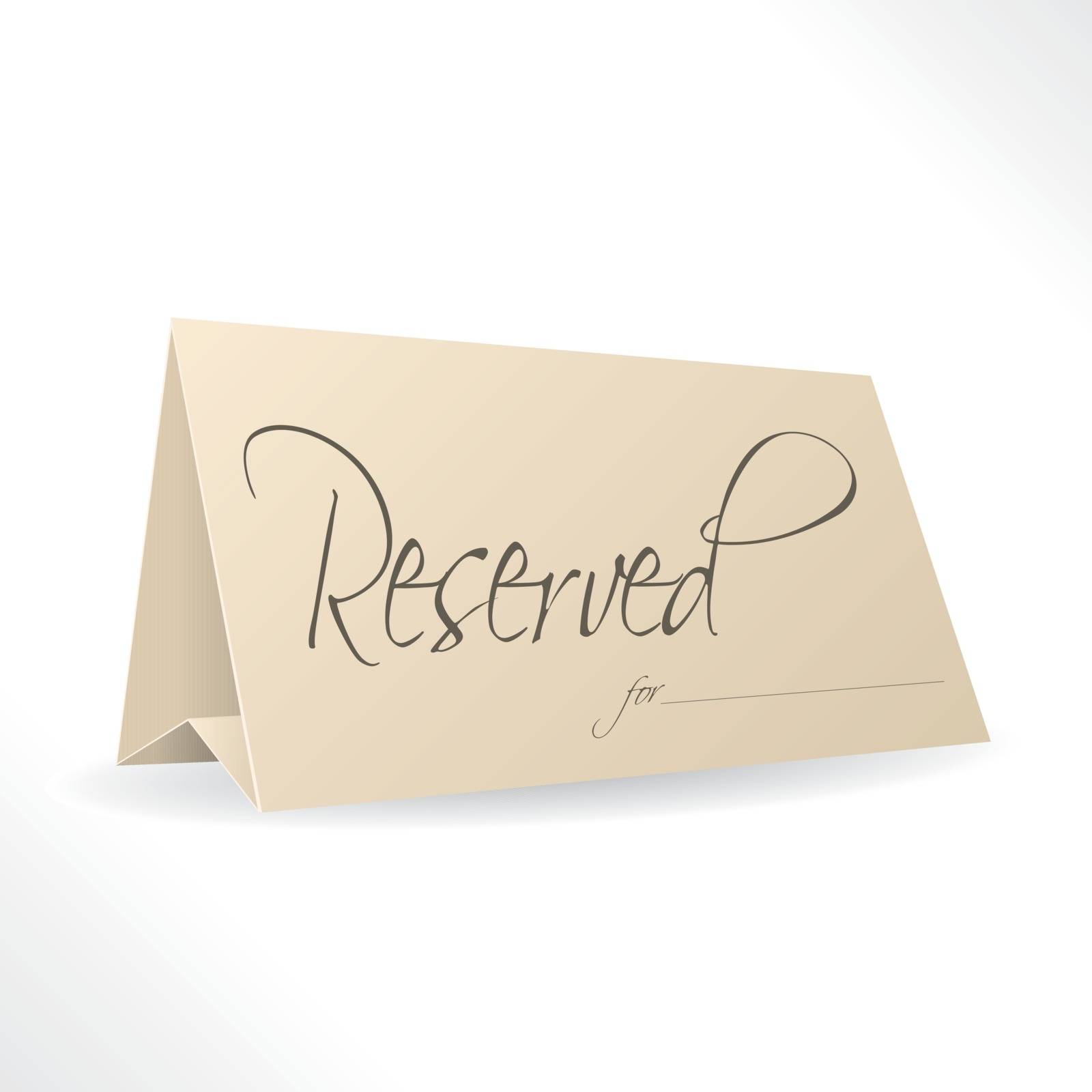 Reserved note with place for name on white background