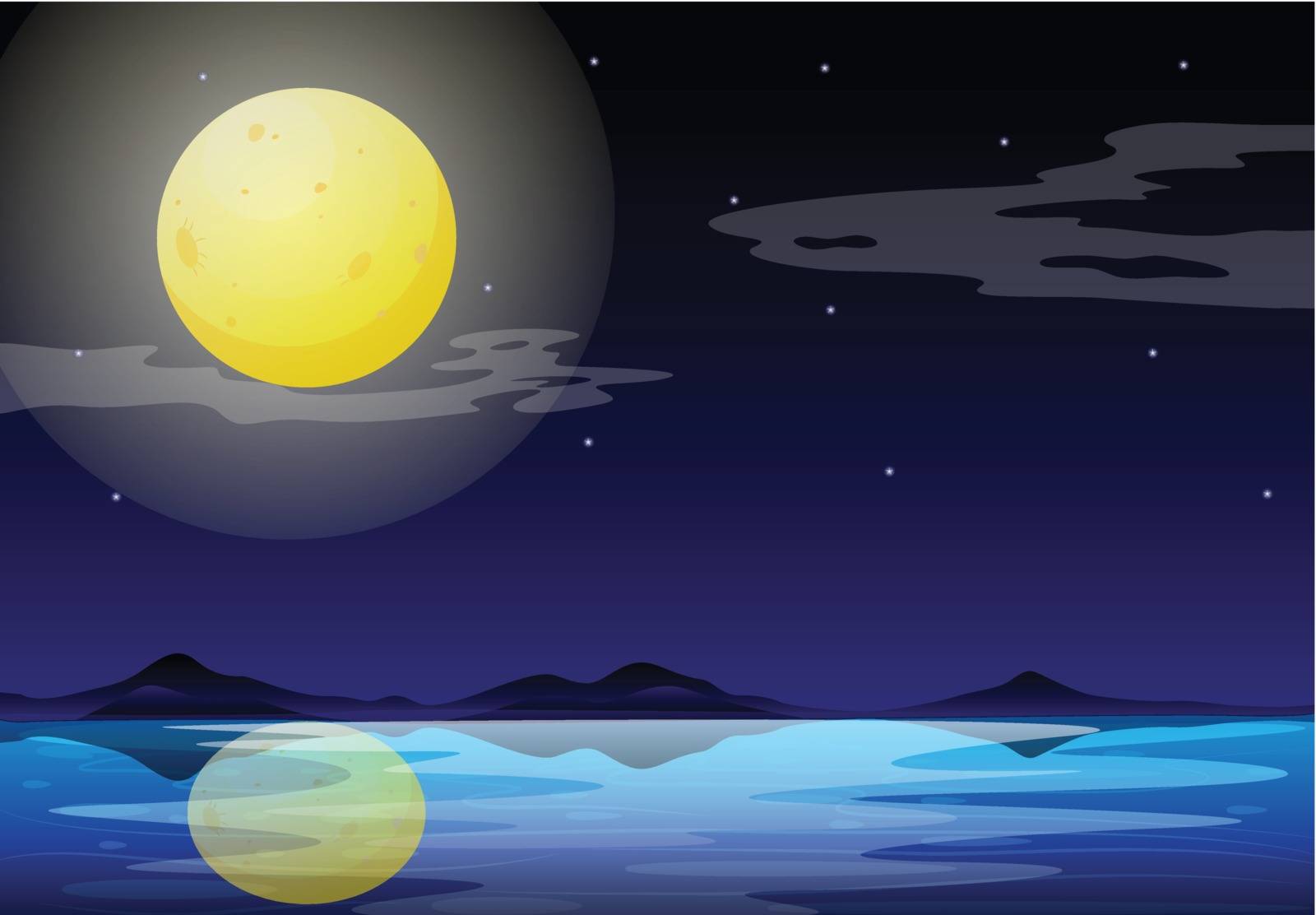 Illustration of a moonlight scenery
