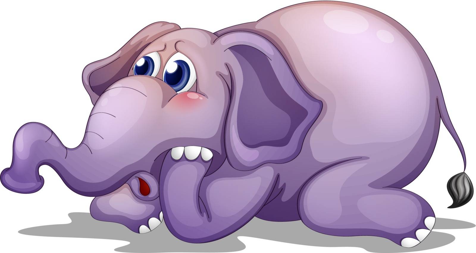 Illustration of a big gray elephant on a white background