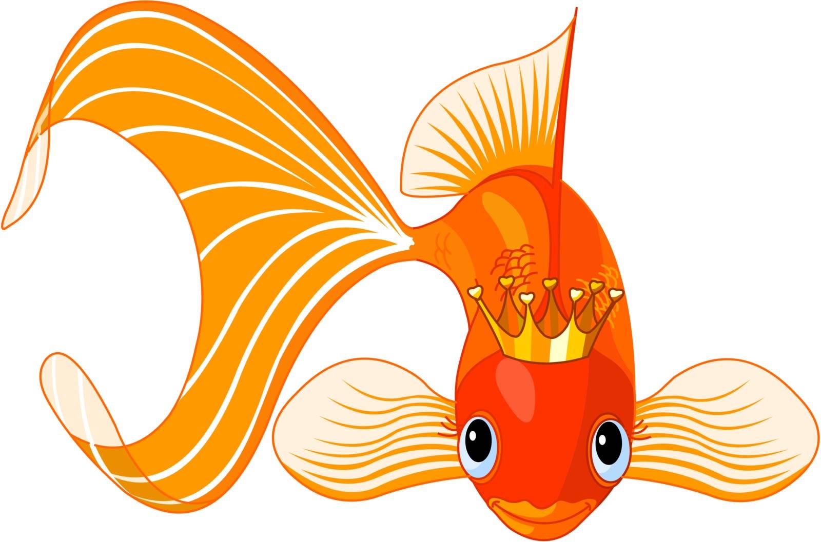 Illustration of a happy beautiful goldfish with tiara