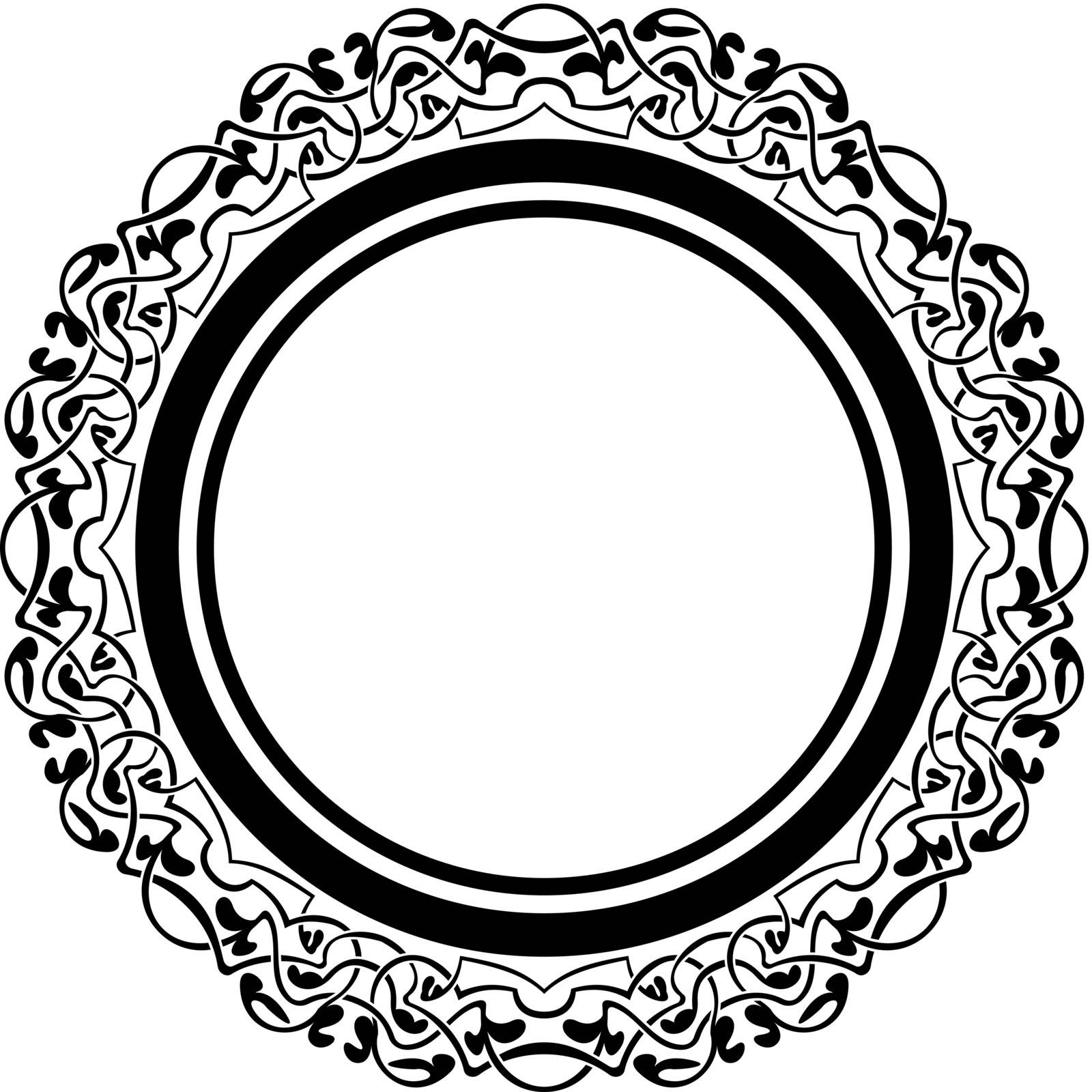 Black frame with ornamental border on white background