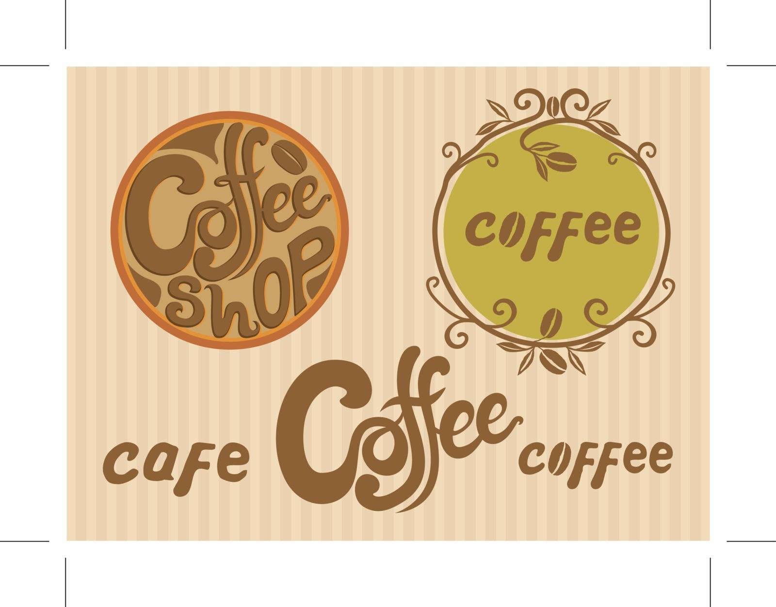 Handlettered Cafe Logotypes. Vector illustrations.