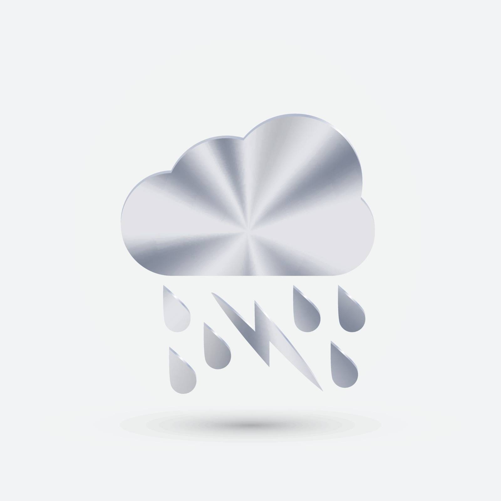 steel icon. cloud rain lightning