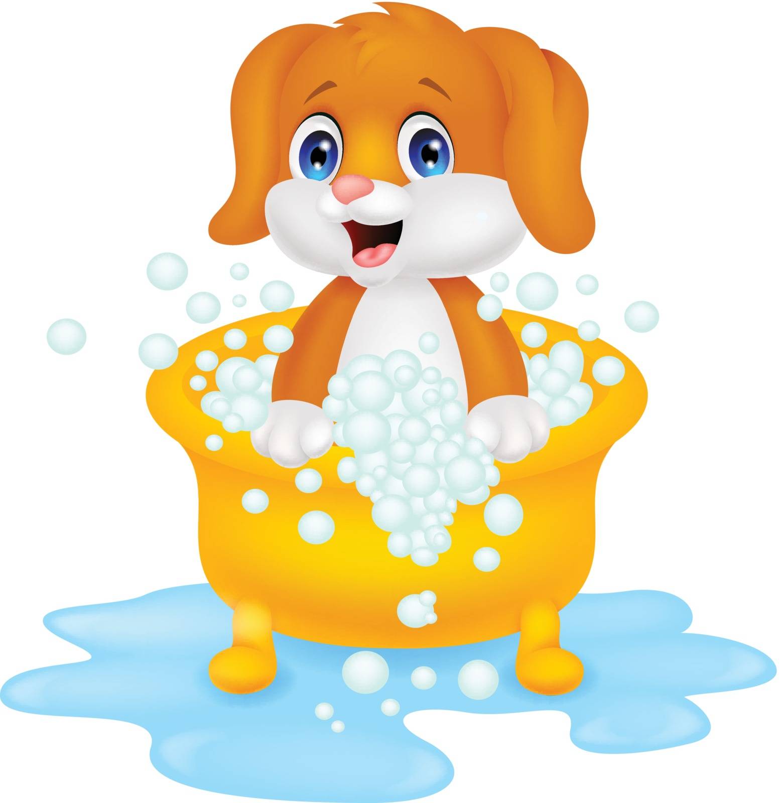 Vector Illustration Of Dog bathing