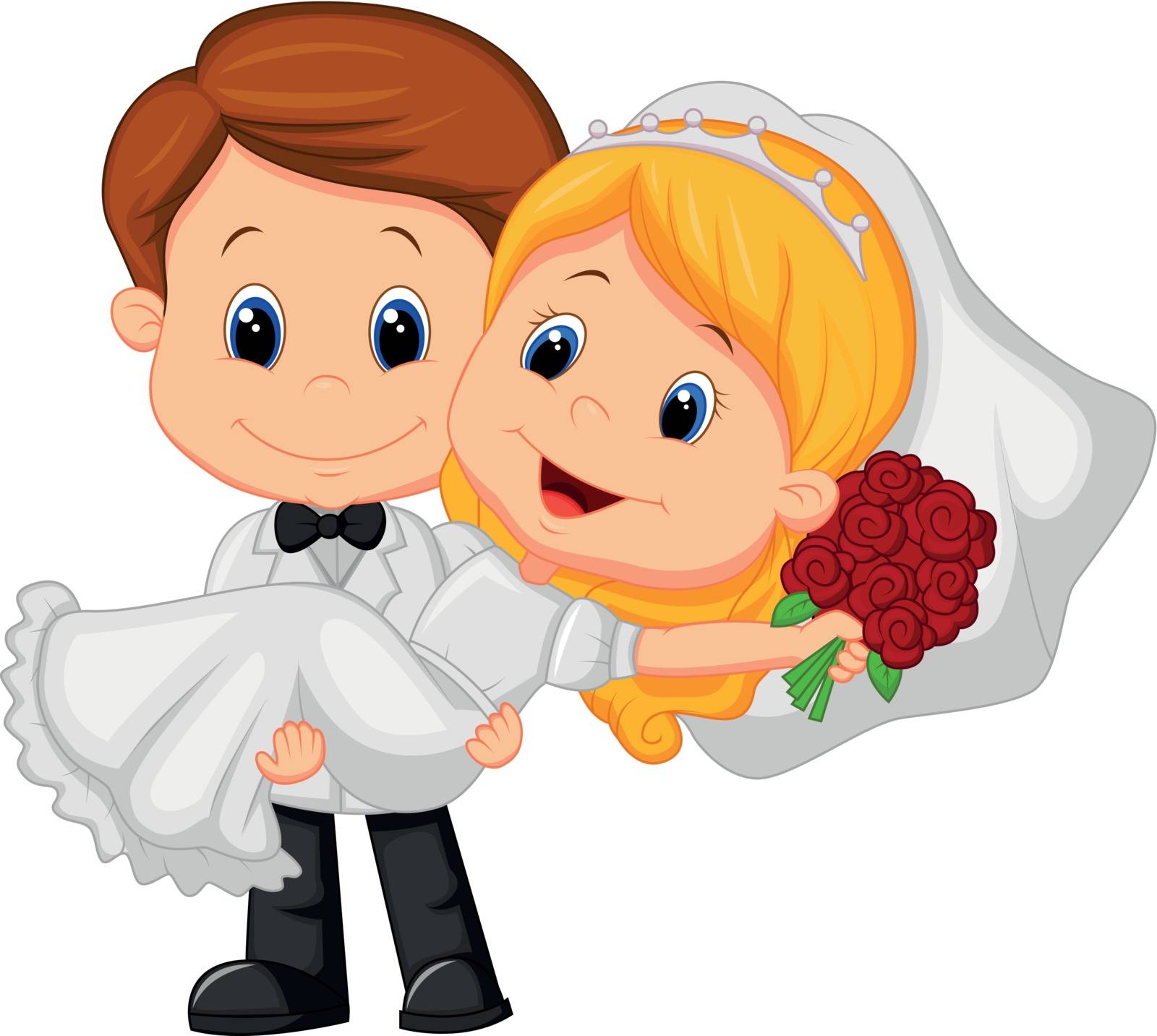 Vector Illustration Of Illustration of Kids Playing Bride and Groom