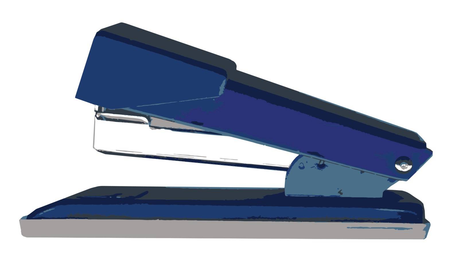 A typical office stapler isolated on a white background
