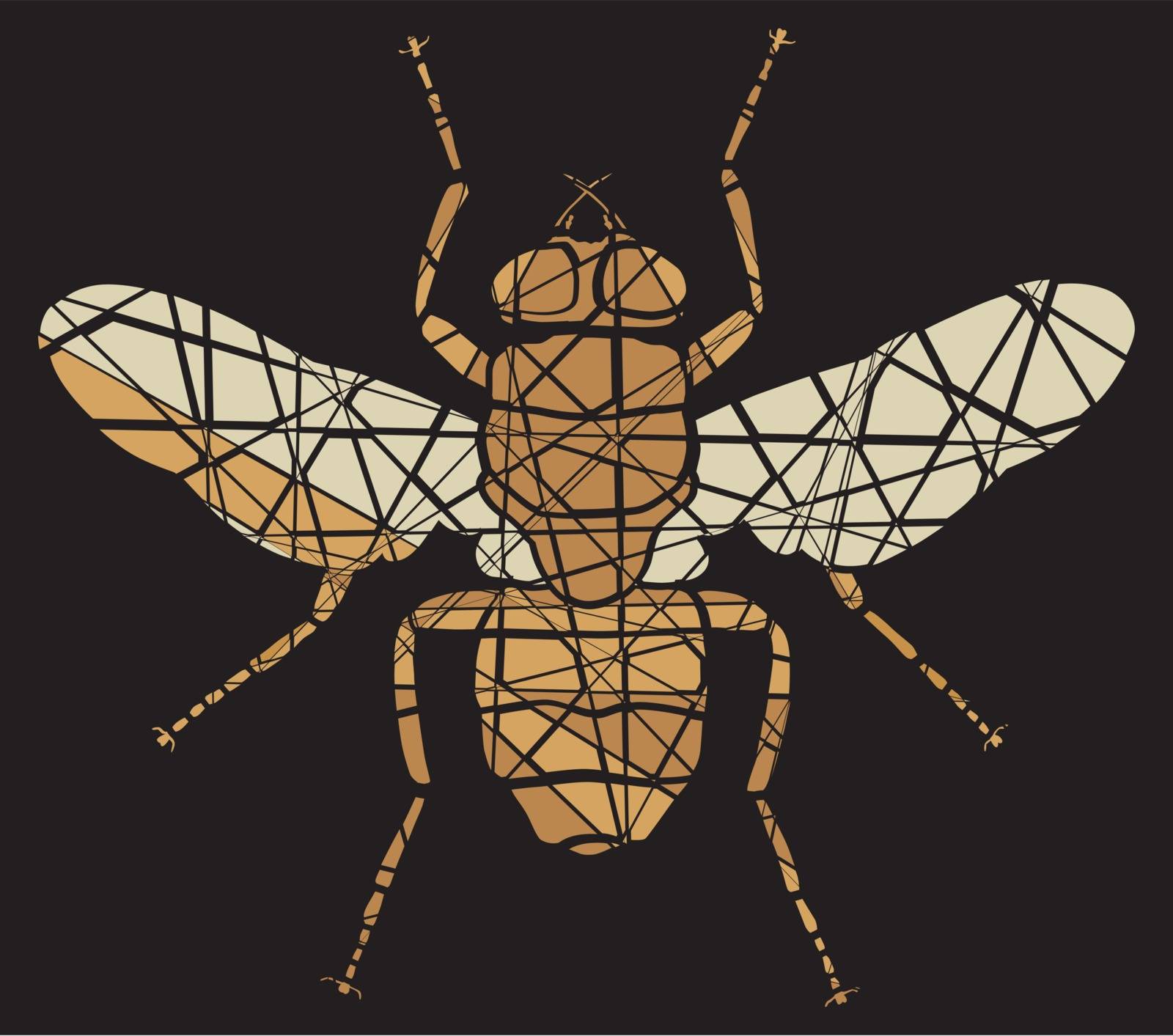 Editable vector shattered mosaic illustration of a fly
