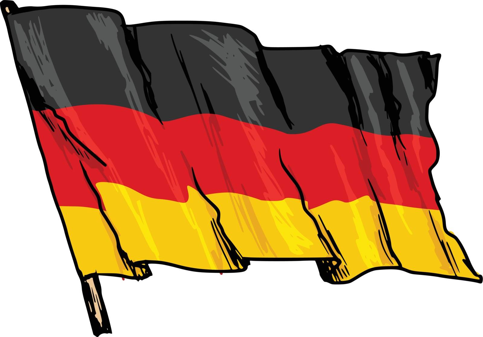 hand drawn, sketch, illustration of flag of Germany