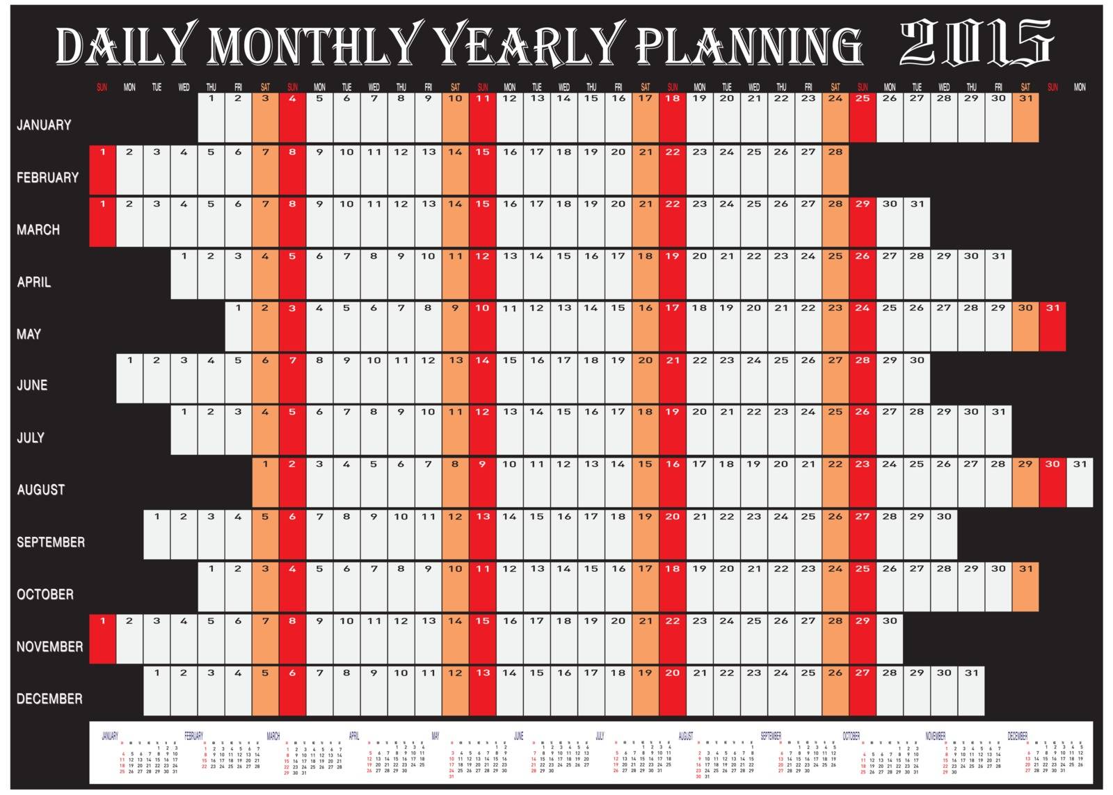 Vector of Planning Chart of Daily Monthly Yearly 2015.