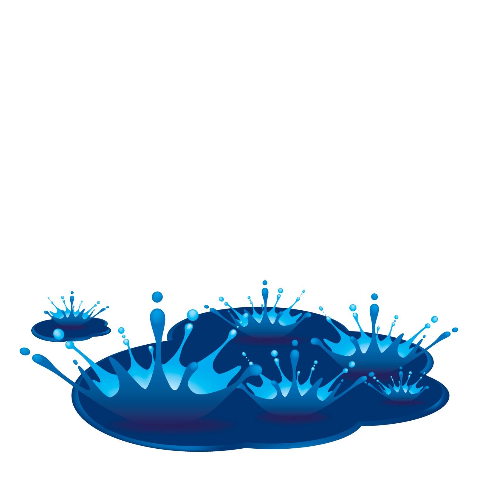 blue splashes of drops, isolated on white background