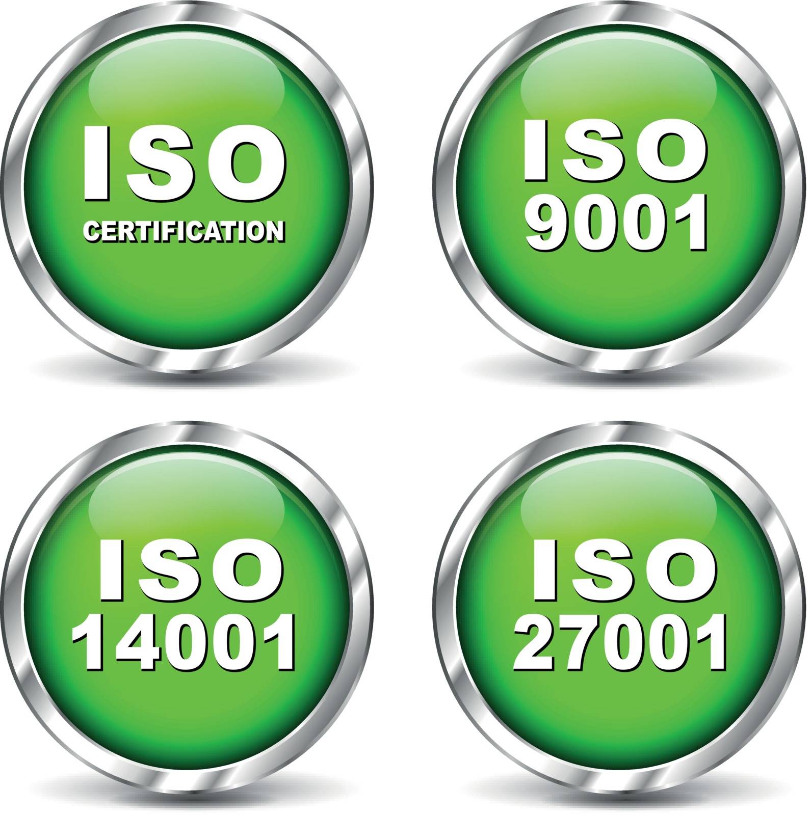 Vector illustration of green set iso certification icons