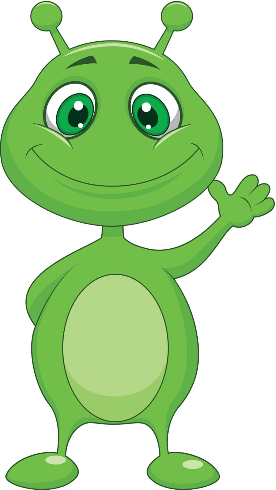 Vector illustration of Cute green alien cartoon waving