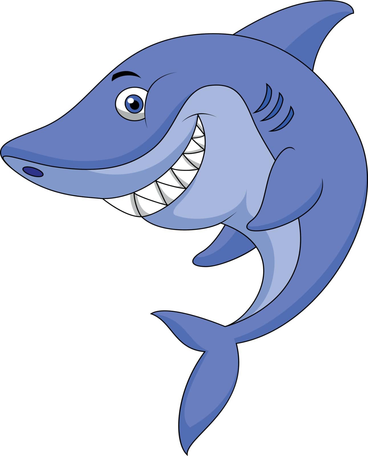 Vector illustration of Cartoon funny shark isolated on white background