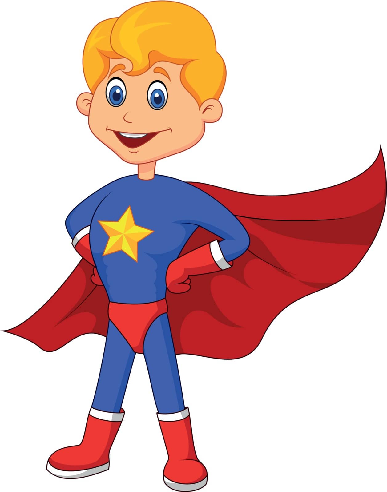 Vector illustration of Super hero boy cartoon posing